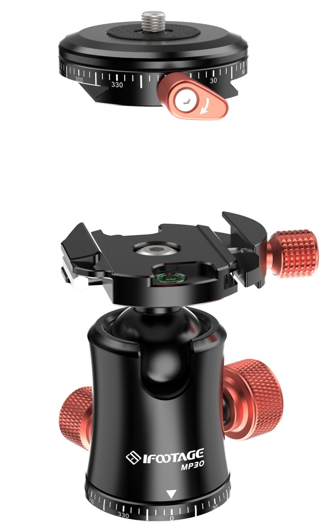 IFOOTAGE IFOOTAGE Komodo MP30 Ball Head,Metal 360 Rotating Ball Head with Panoramic Quick Release Plate, Compatible with Digital SLR Cameras, Mirrorless Cameras and Digital Cameras Load 22lbs