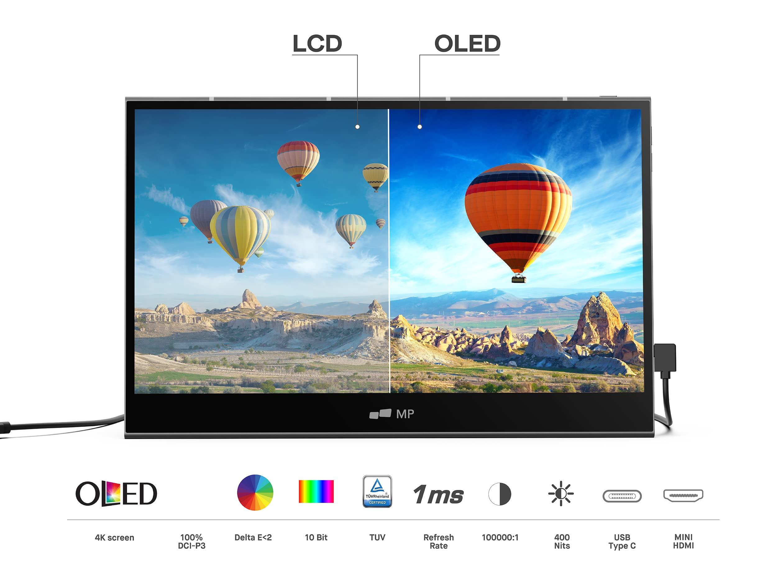 MP Portable monitor- Mobile Pixels Glance Pro 15.6" OLED Touchscreen monitor 1MS FHD 1080P 100% DCI-P3 100000:1 laptop monitor ,HDMI USB C with Dual Speaker and Battery for Laptop/PC/Table Android/Camera