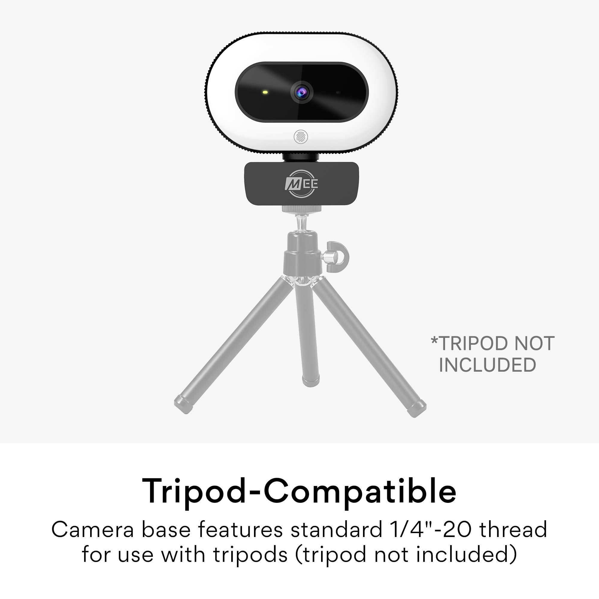 MEE audio MEE audio CL8A 1080p HD Webcam with Ring Light, Microphone, Autofocus, Low Light Correction, 360° Rotation; USB Streaming Web Camera for Video Calling via Zoom/Skype on Computer PC Mac Laptop Desktop