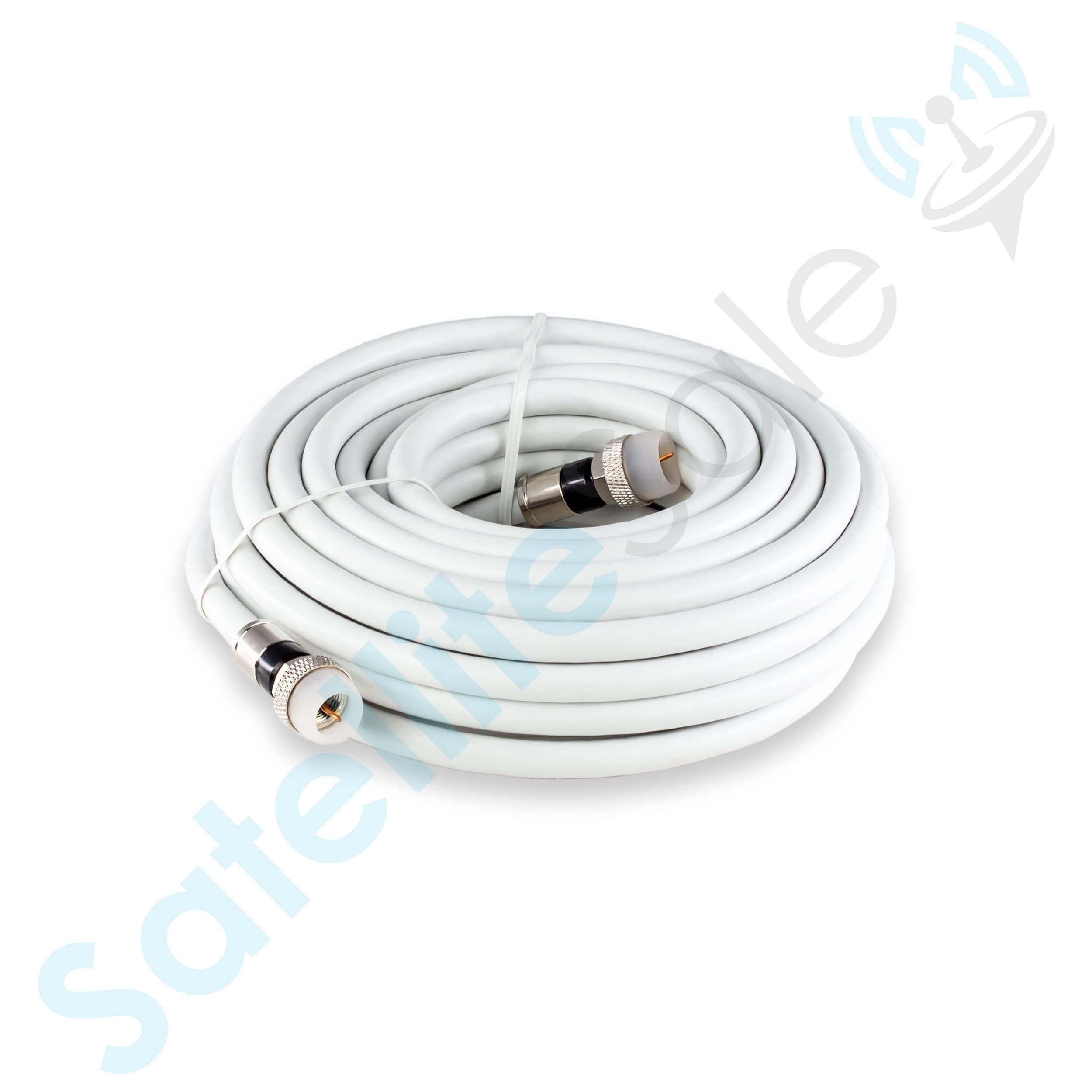 SatelliteSale SatelliteSale Digital RG-6/U 75 Ohm Coaxial Cable with F-Type Waterproof Connectors Indoor/Outdoor Universal Wire White Cord 25 feet