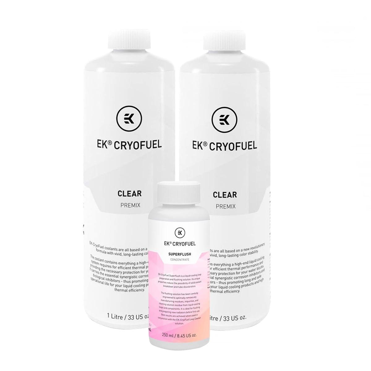 EK EKWB EK-CryoFuel Clear Premix Coolant (2L) + Superflush Concentrate Bundle