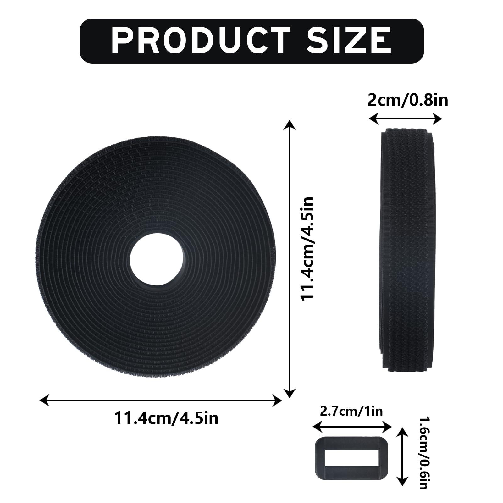 XhjzgcTech XhjzgcTech 16.4 FT Hook and Loop Straps, Fastening Cable Straps 0.78 inch Width, Adjustable Reusable Cut-to-Length Nylon Cable Ties with 25 Buckles for Securing Storage Organizer Cable Wire Management