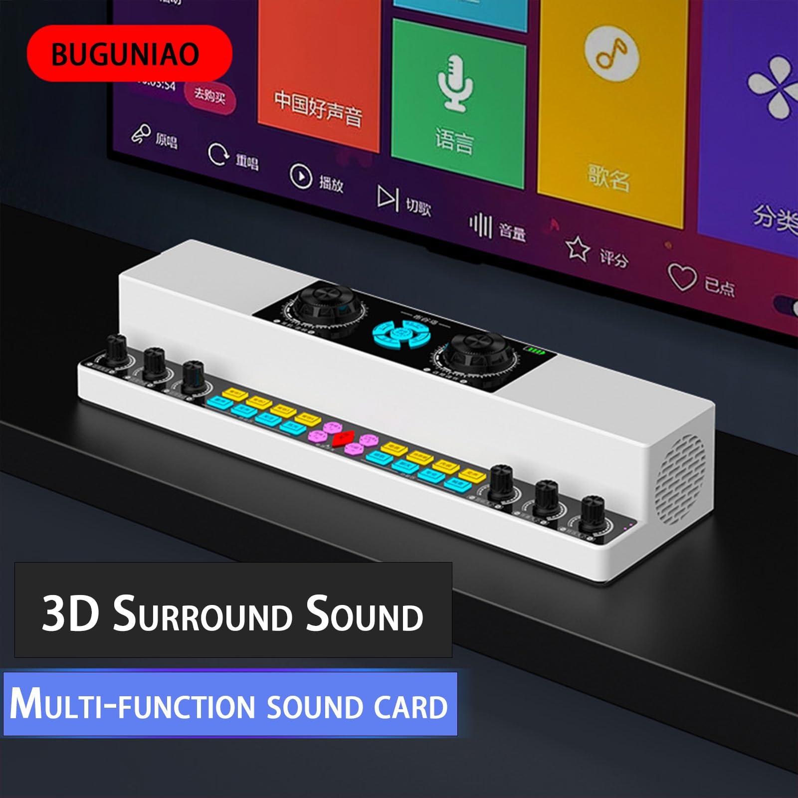 Generic Generic Buguniao Y6 Live Singing Sound Card Sound Machine Indoor Outdoor Karaoke Wireless Bluetooth Speaker Sound Card Connects to Computer Cell Phone for Live Streaming, white