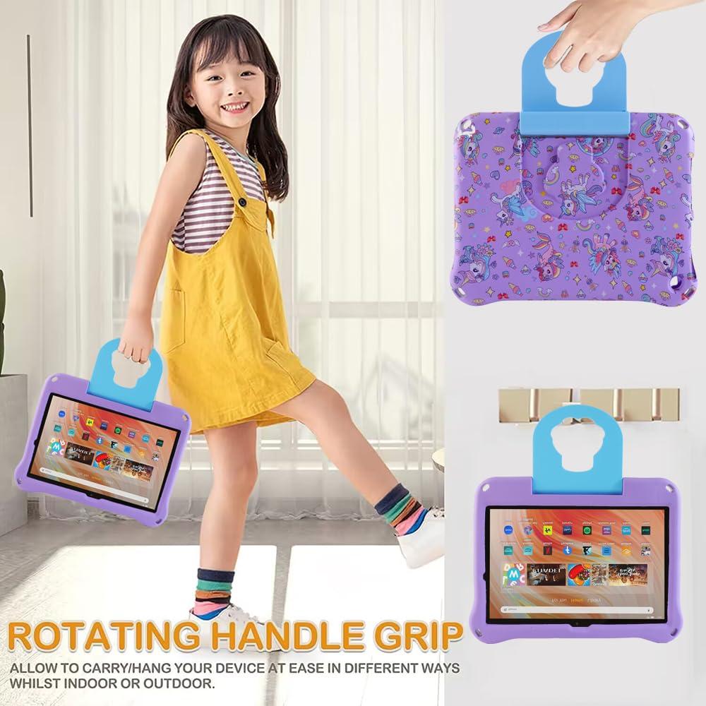 Topevoeon Topevoeon Unicorn Kindle Fire HD 10 Tablet Case for Kids Girls Light EVA Kids Friendly Fire HD10 Plus 10.1 2021 2023 11th 13th Gen Kid-Proof Shockproof Tablet Cover with Handle Kickstand