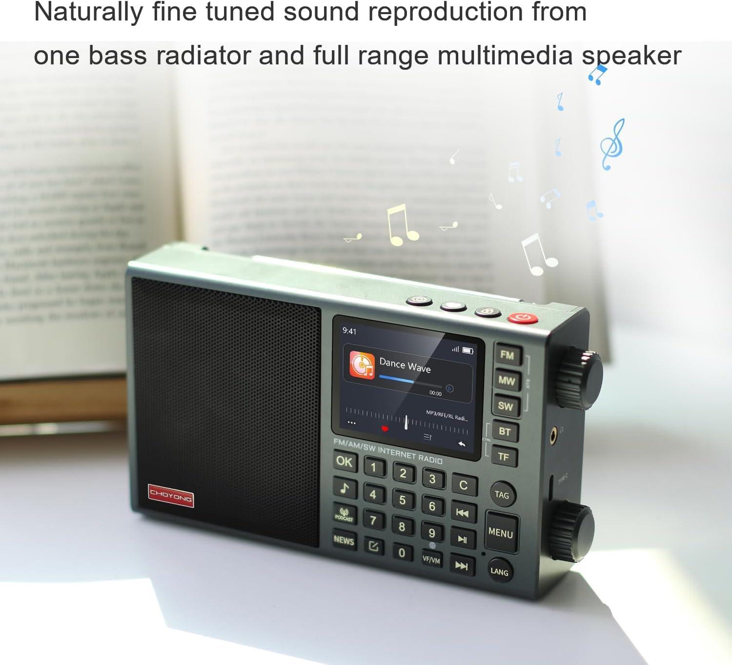 CHOYONG CHOYONG LC90 Mini Internet Radio | Wi-Fi/4G | FM/LW/MW/SW | BT 5.2 | 2500mAh Rechargeable Battery Power | Support TF Card & Earphone | Up to 40K Stations