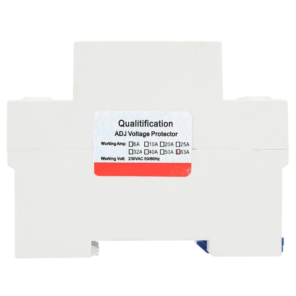 LiebeWH Single Phase Voltage Protector, Adjustable Over and Under Voltage Current Protector 230VAC Current Protector for Appliances(63A)