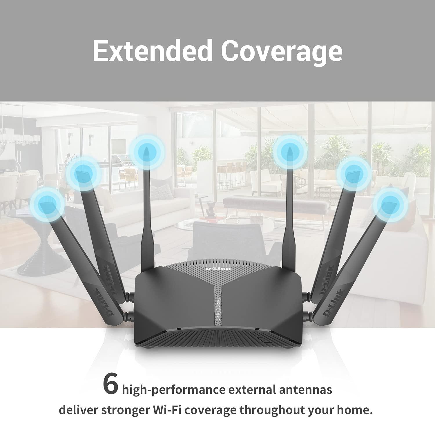 D-Link D-Link WiFi Router AC3000 Mesh Smart Internet Network Voice Control, MU-MIMO Tri Band Gigabit Gaming Mesh (DIR-3040-US)