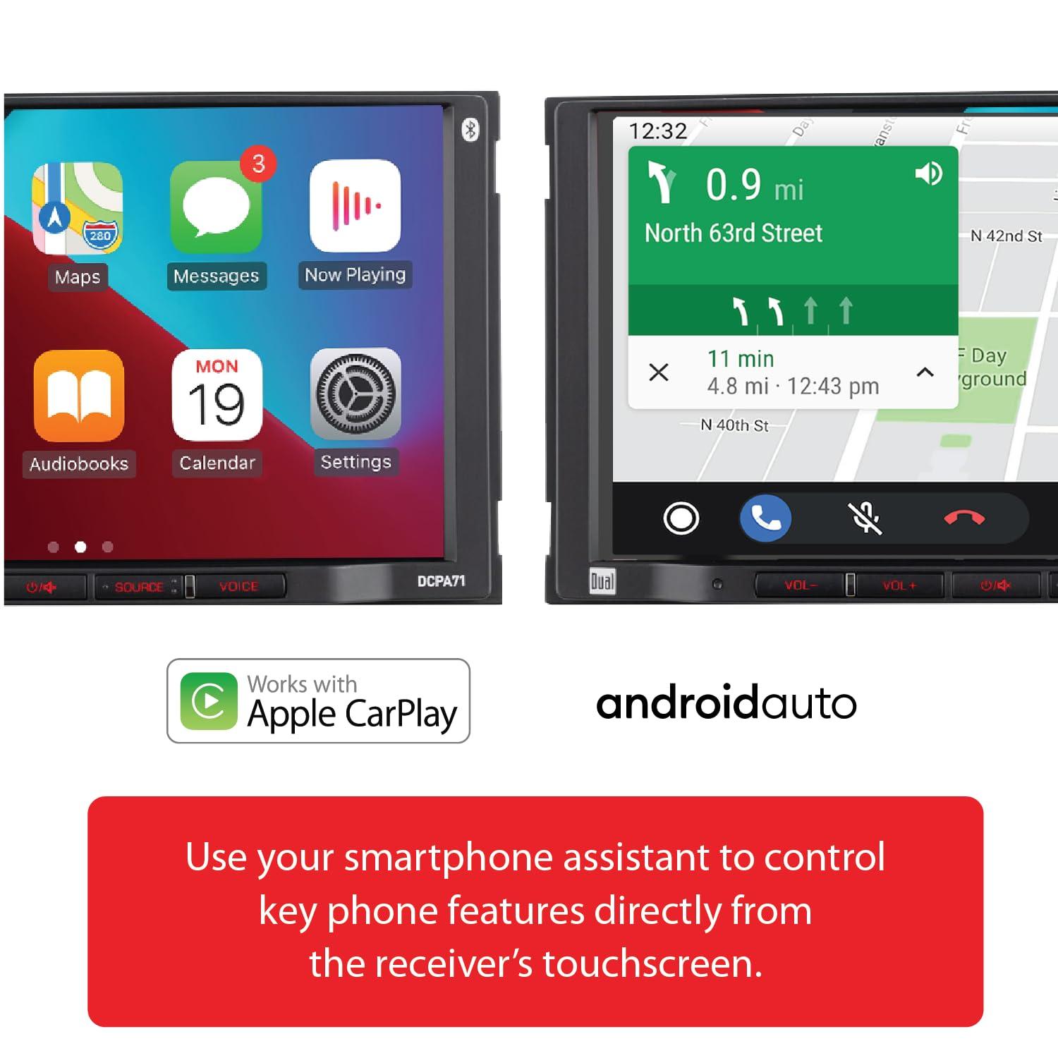 Dual Electronics Dual Electronics DCPA71-BC 7-inch Certified Apple Carplay Android Auto | Double DIN Touchscreen Car Stereo Radio | Bluetooth Hands Free Calling & Music Streaming | Backup Camera Included