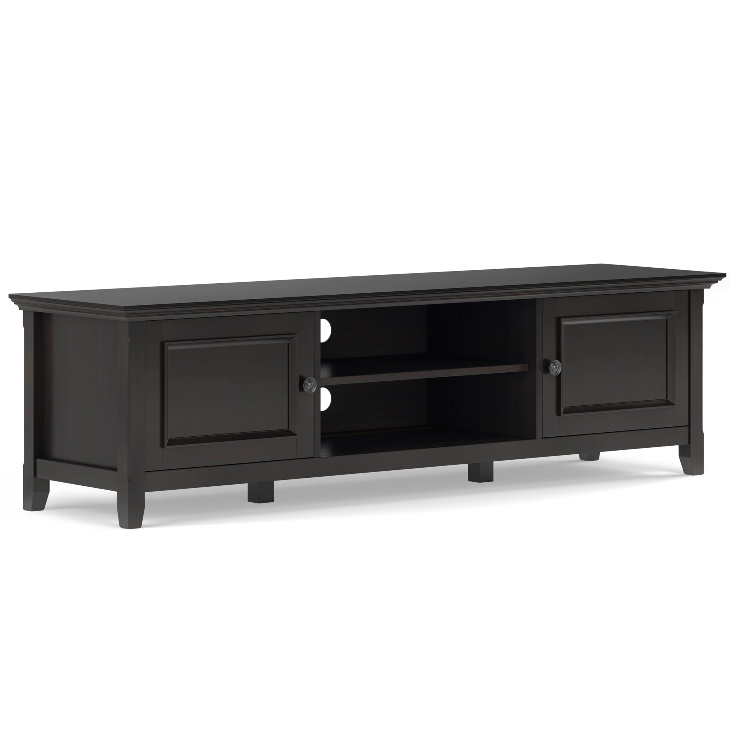 SIMPLIHOME SIMPLIHOME Amherst Solid Wood 72 inch Wide Transitional TV Media Stand in Hickory Brown for TVs up to 80 inches for The Living Room and Entertainment Center