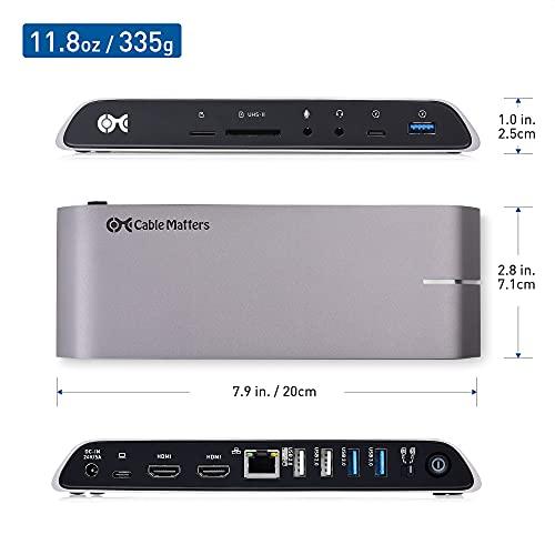 Cable Matters Cable Matters USB C Dock for Windows - Dual 4K HDMI, 80W Charging, UHS-II SD Card Slot, 10Gbps USB-A/USB-C Gigabit Ethernet - Thunderbolt 4 / USB4 / Thunderbolt 3 Port Compatible USB C Docking Station