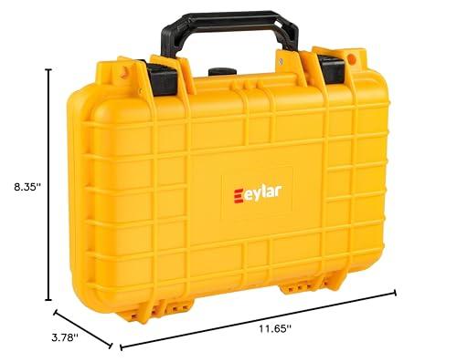 Eylar Eylar Protective Gear and Camera Hard Case Waterproof Dry Box with Foam 11.6 Inch 8.3 Inch 3.8 Inch (Yellow)