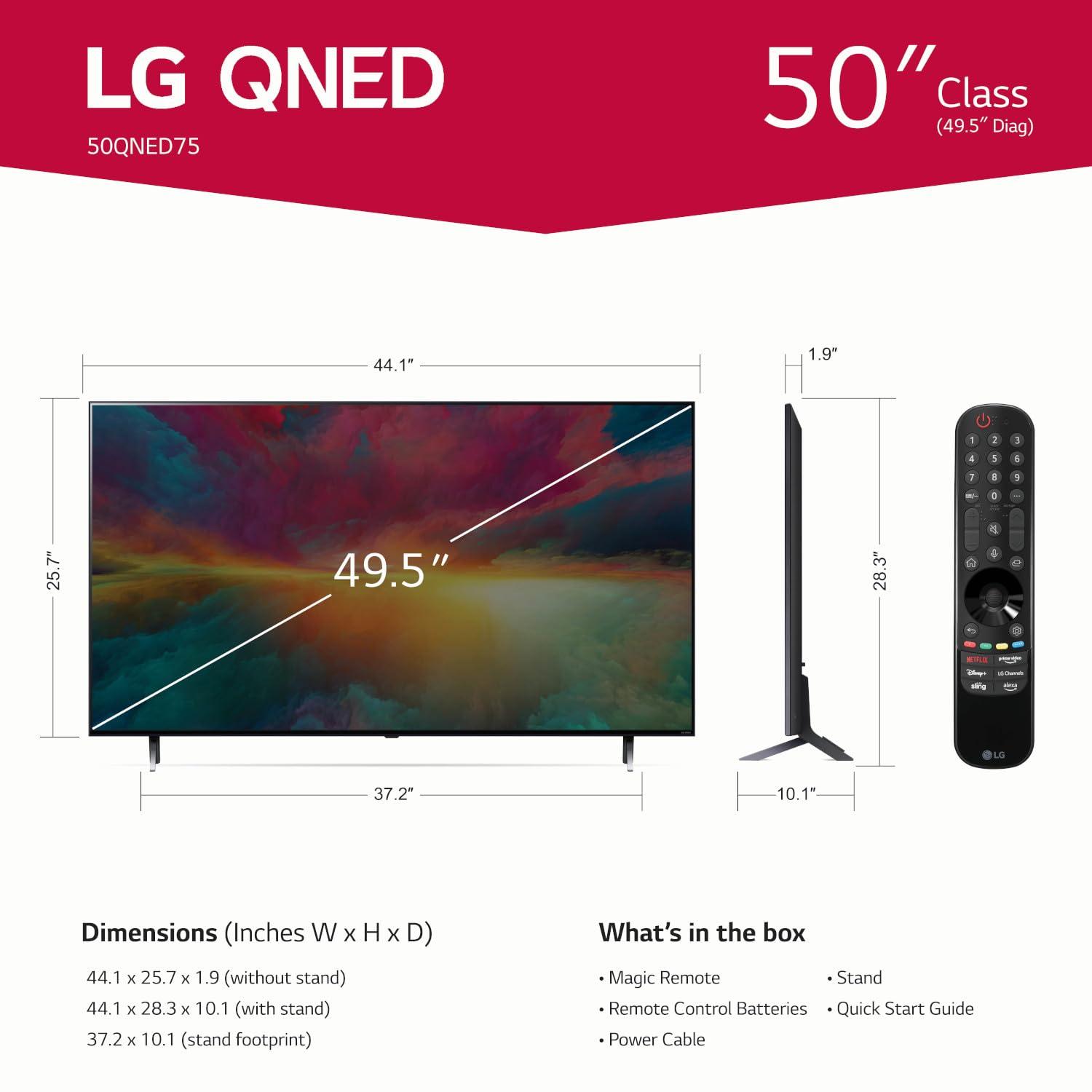 LG LG QNED75 Series 50-Inch Class QNED Mini-LED Smart TV 50QNED75URA, 2023 - AI-Powered 4K TV, Alexa Built-in, Ashed Blue