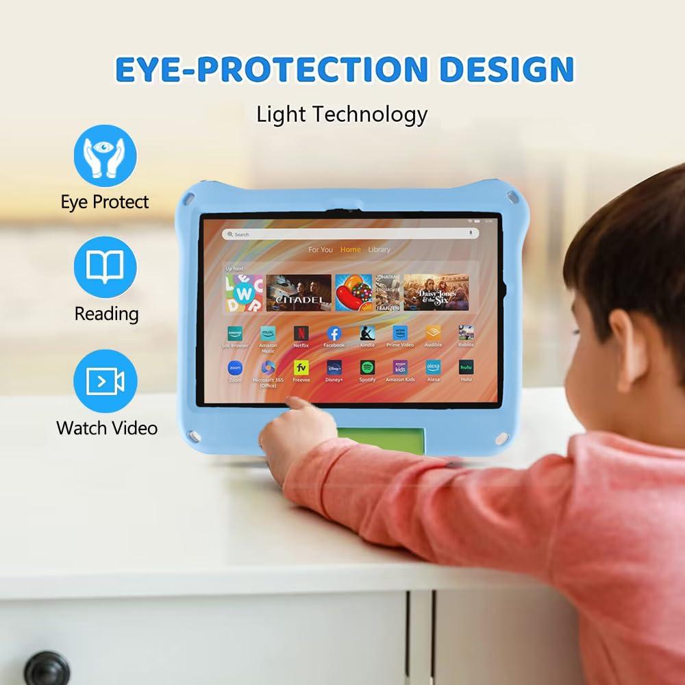 Topevoeon Topevoeon Dinosaur Fire HD 10 Tablet Case for Kids Boys Light EVA Kids Friendly Fire HD10 Plus 10.1 inch 2021 2023 11Gen Case with Handle Kickstand Kids Pro Shockproof Full Cover for Boy's Gift