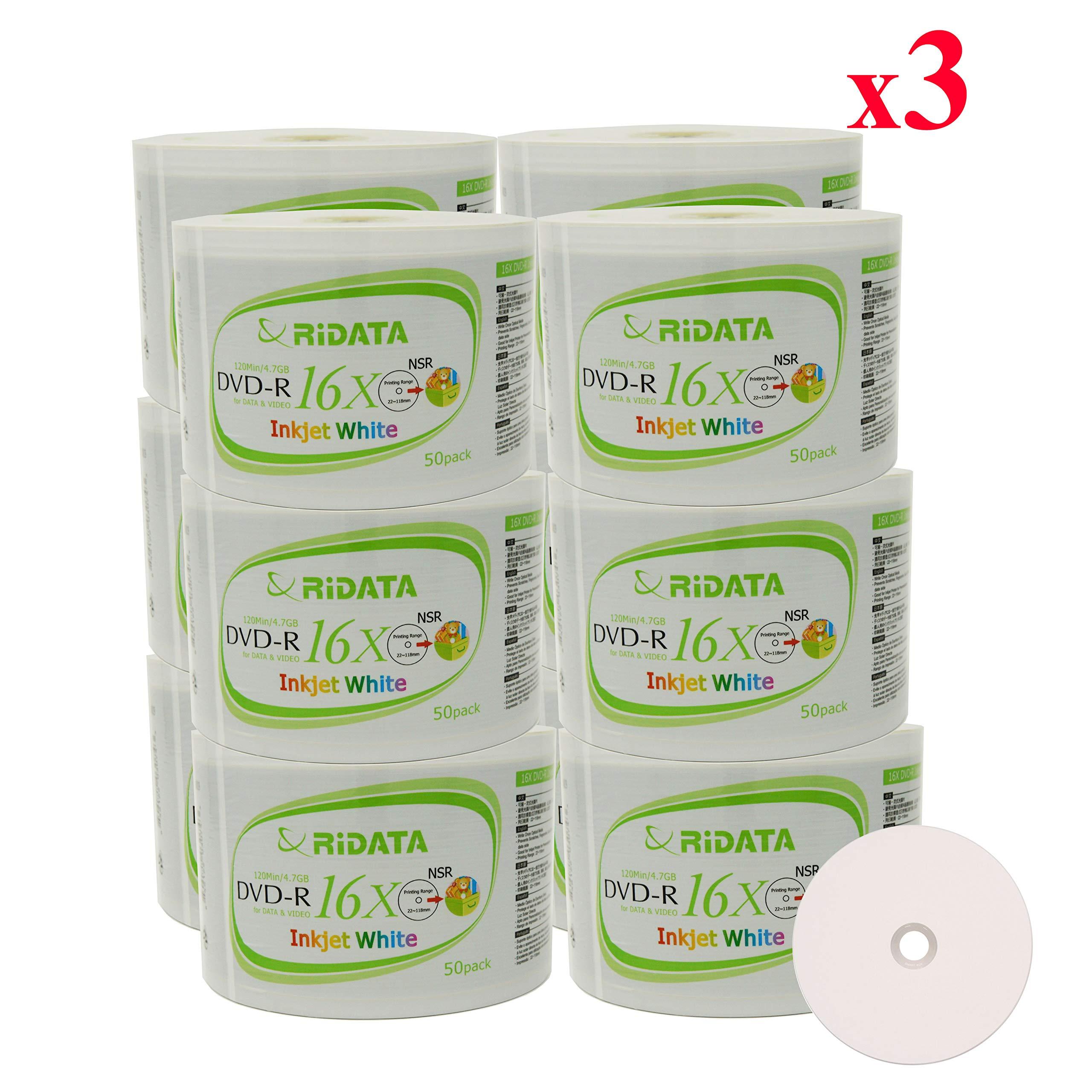 Ridata 1800 Pack Ridata DVD-R 16X 4.7GB 120 Min White Inkjet Hub Printable Blank Data Video Media Recordable Disc