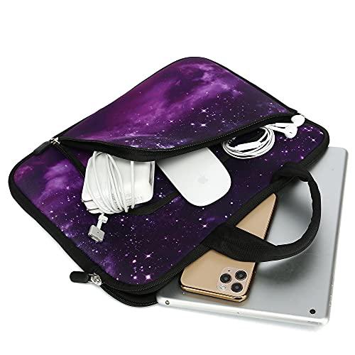 HAPPYLIVE SHOPPING 14 15 15.4 15.6 inch Laptop Handle Bag Computer Protect Case Holder Notebook Sleeve Neoprene Cover Soft Carrying Case with Extra Pockets for Dell Lenovo Toshiba HP Chromebook ASUS Acer(Purple Galaxy)