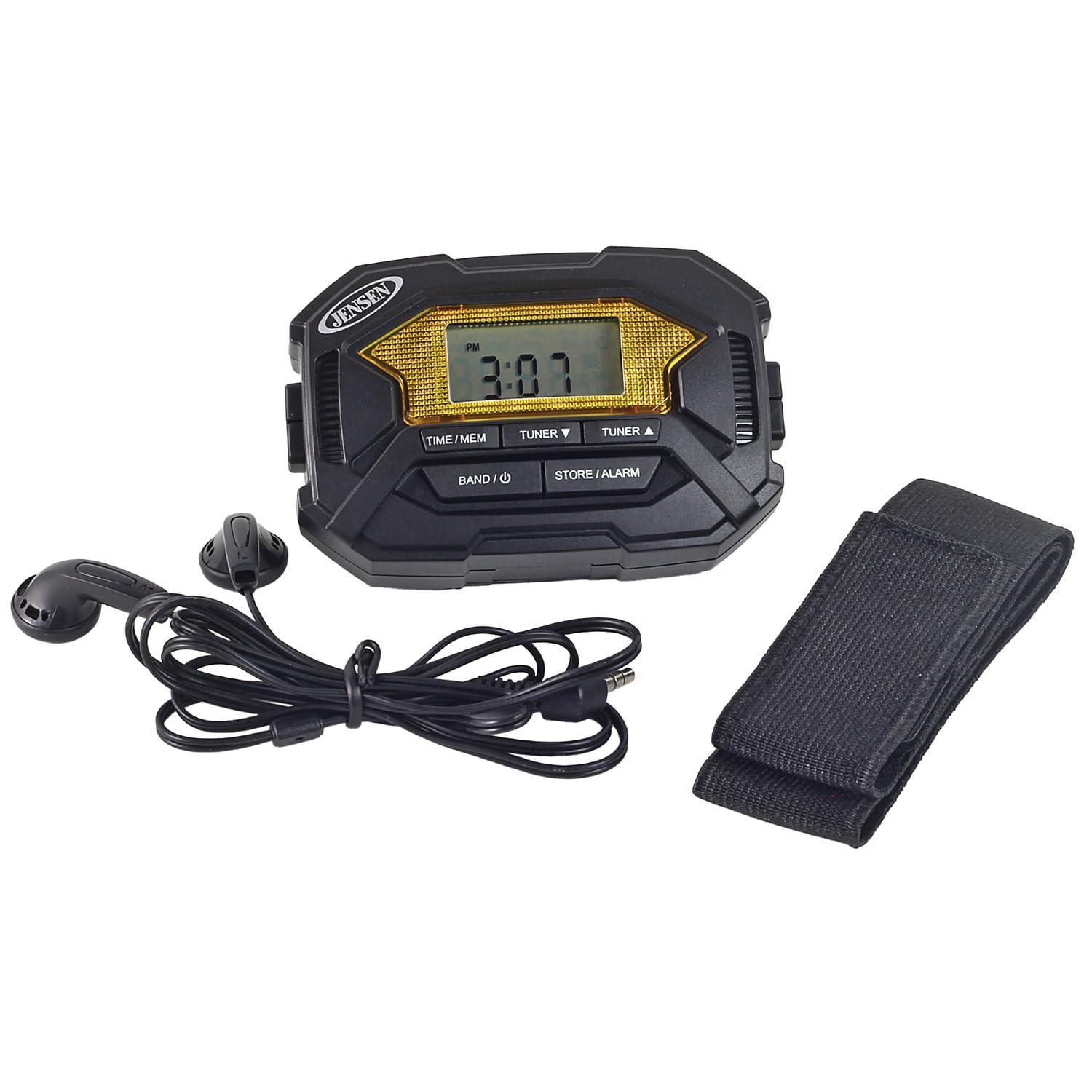 Jensen Jensen SAB-60 Armband Digital AM/FM Stereo Radio with Clock and Earbuds, Black, SAB-60