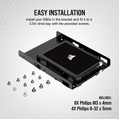Corsair Corsair Dual SSD Mounting Bracket (3.5 Internal Drive Bay to 2.5\", Easy Installation) Black