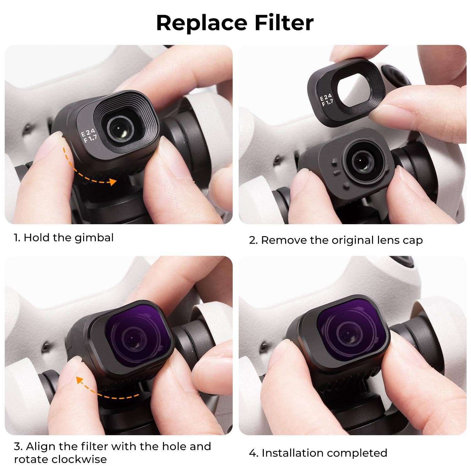 K&F Concept K&F Concept 6 Pack ND Filter Kit Compatible with DJI Mini 4 Pro, (ND4 ND8 ND16 ND32 ND64 ND1000) Multi-Coated Neutral Density Optical Glass Filters