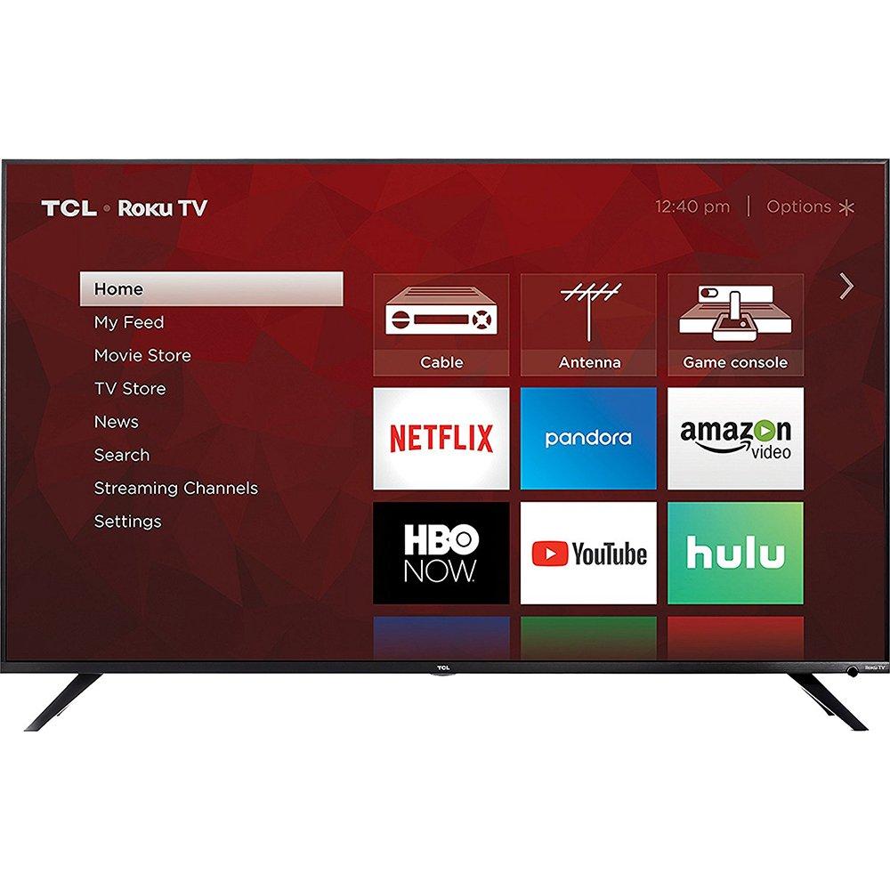 TCL TCL 65R617 65-inch Class 6-Series 4K HDR Roku Smart TV Bundle Alto 7+ 2.1 Channel Sound Bar, Wireless Keyboard, Deco Mount Wall Mount Kit and 6-Outlet Surge Adapter