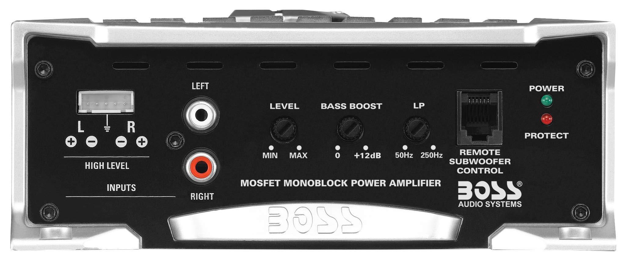 BOSS Audio Systems BOSS Audio Systems AR2000M Monoblock Car Amplifier - 2000 High Output, High/Low Level Inputs, Low-Pass Crossover, Hook Up to Subwoofer for Bass