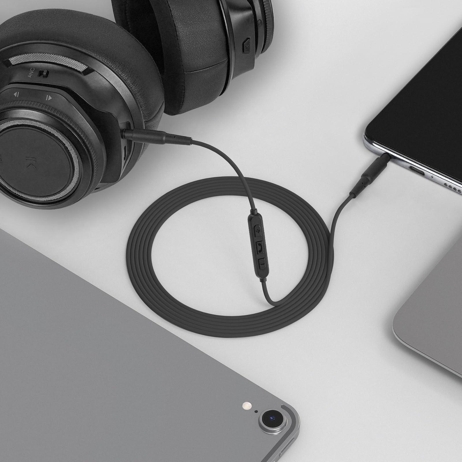 GEEKRIA GEEKRIA Audio Cable with Mic Compatible with Plantronics BackBeat PRO 2 Headphones Cable, 1/8\" (3.5mm) to 3.5mm Replacement Stereo Cord with Inline Microphone and Volume Control (4 ft/1.2 m)