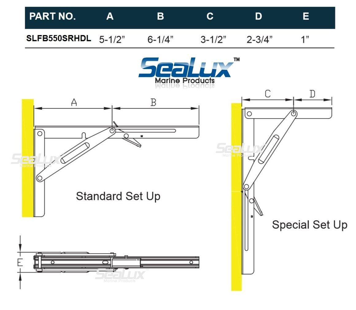 SeaLux Marine Products SeaLux Stainless Steel Heavy Duty Folding Bracket for Table,Shelving,Bench Max Load 550 lbs