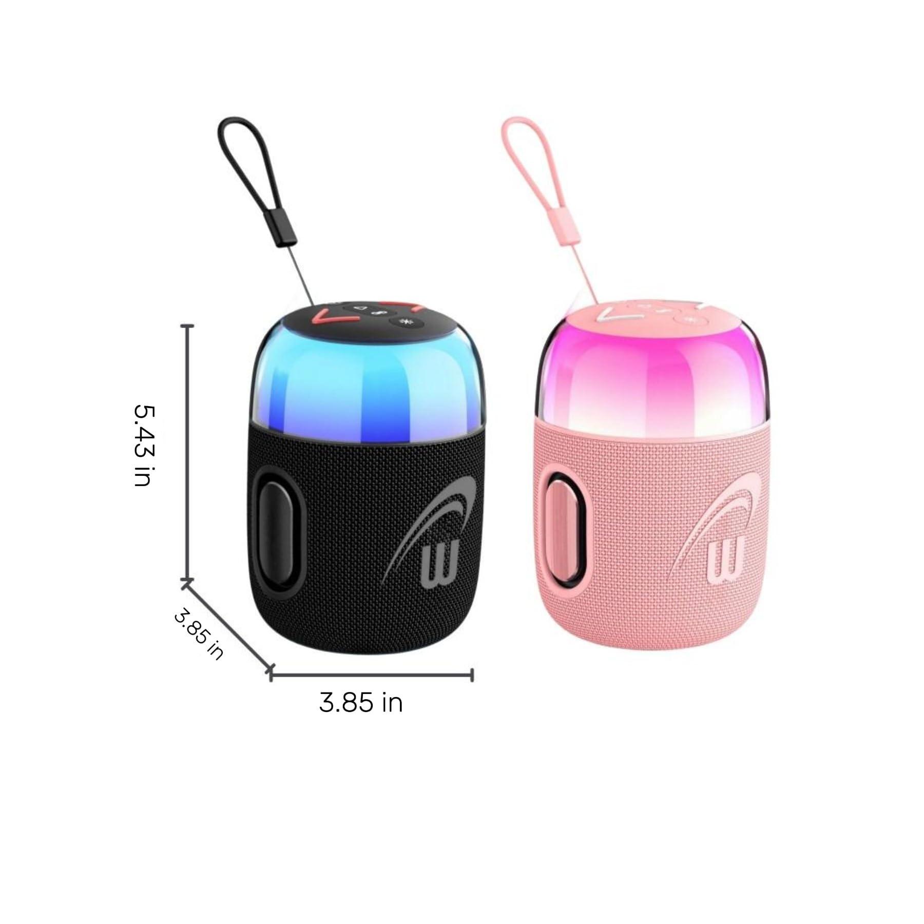 WorryFree Gadgets WorryFree Gadgets Mini Bluetooth Speaker with RGB Lights Portable Wireless Speaker IPX6 Splashproof (Pink)