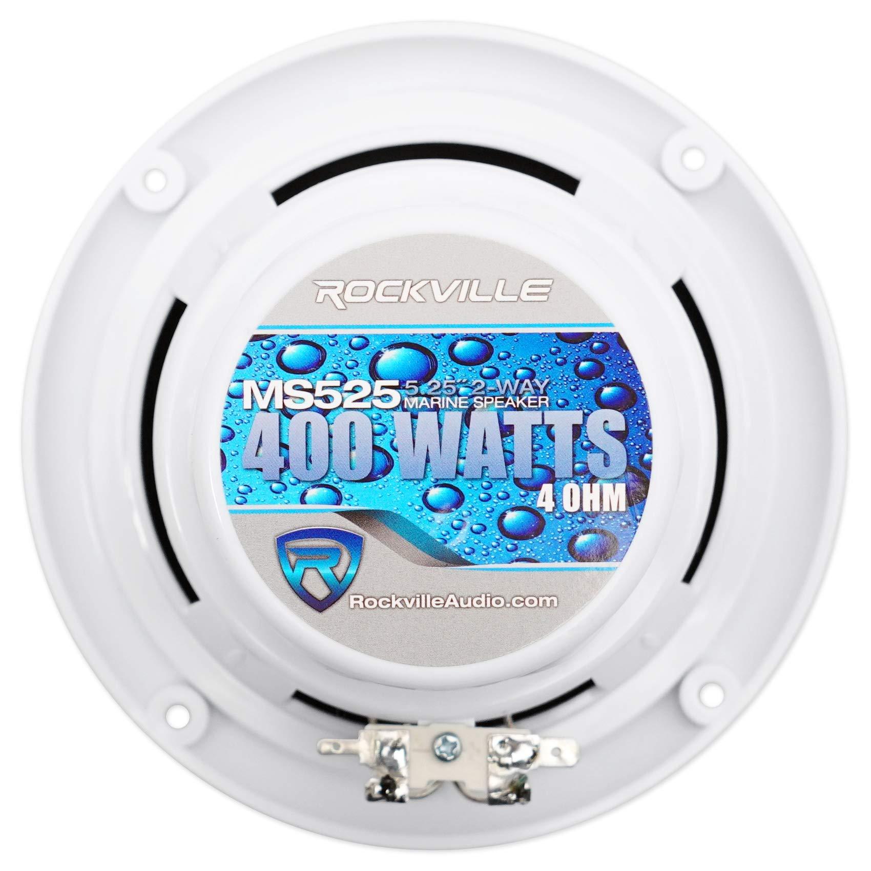 Rockville Pair RockvilIe MS525W 5.25" 400 Watt Waterproof Hot Tub Speakers in White