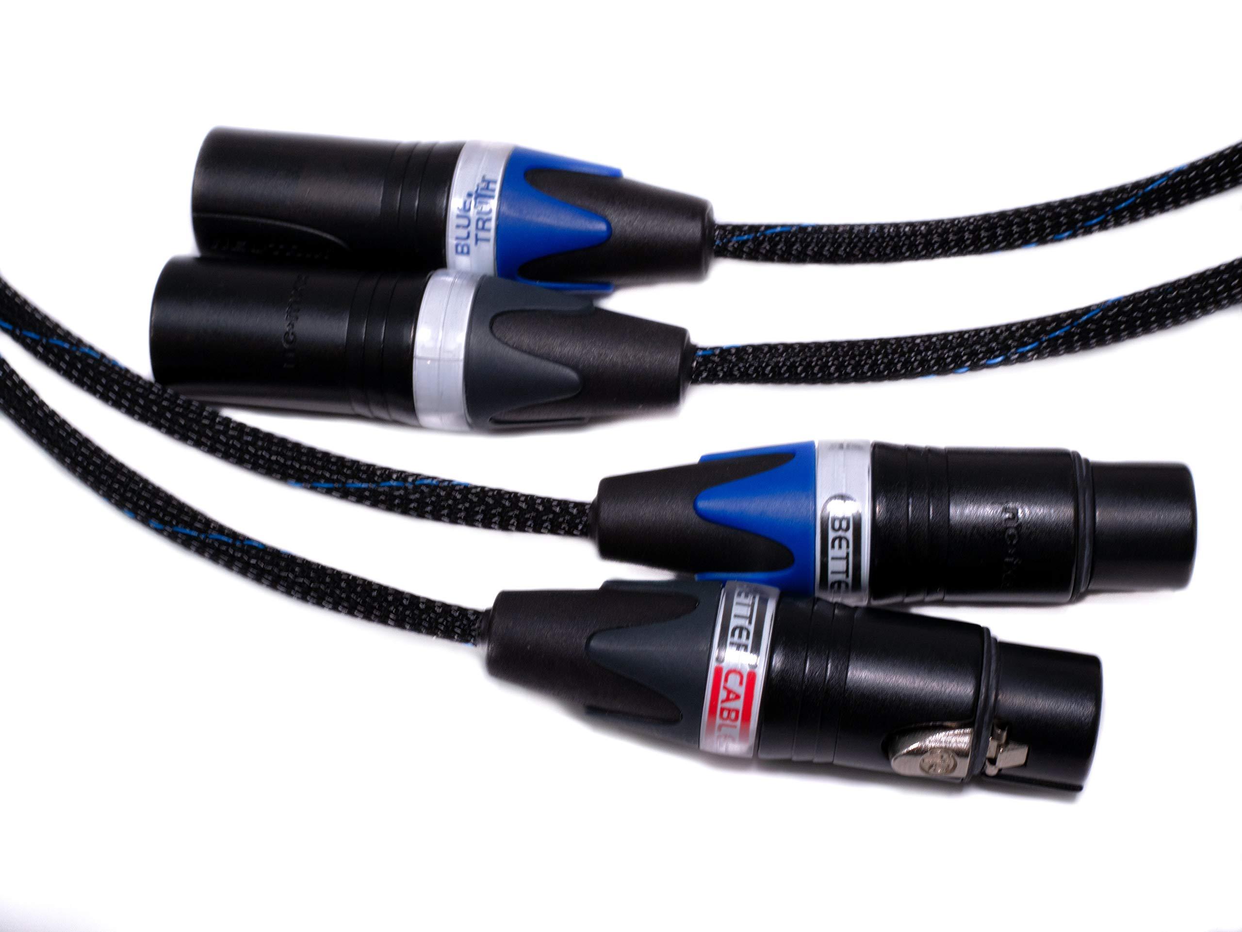 BETTERCABLES.COM BETTERCABLES.COM 3 Feet Blue Truth Ultra Balanced XLR Cables - Stereo Pair (2 Cables) - High-End, High-Performance, Audiophile Premium Hi-Fi Audio, Silver/Copper Hybrid, Teflon