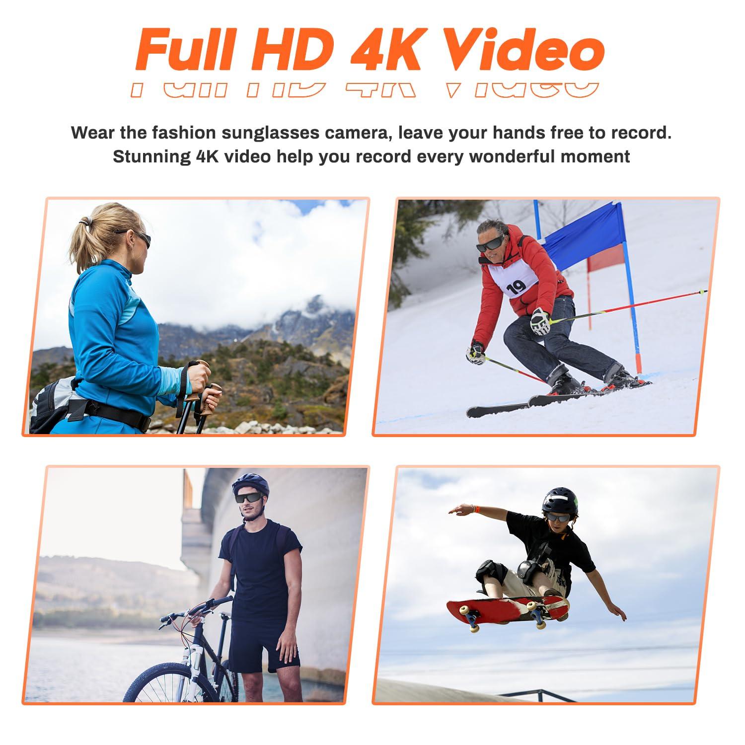 dahocamgo dahocamgo Camera Sunglasses 4K HD Video Glasses Sport Camera Shooting Glasses for Cycling, Camping, Driving, Hunting, Skateboarding, Traveling(included 32G SD Card)
