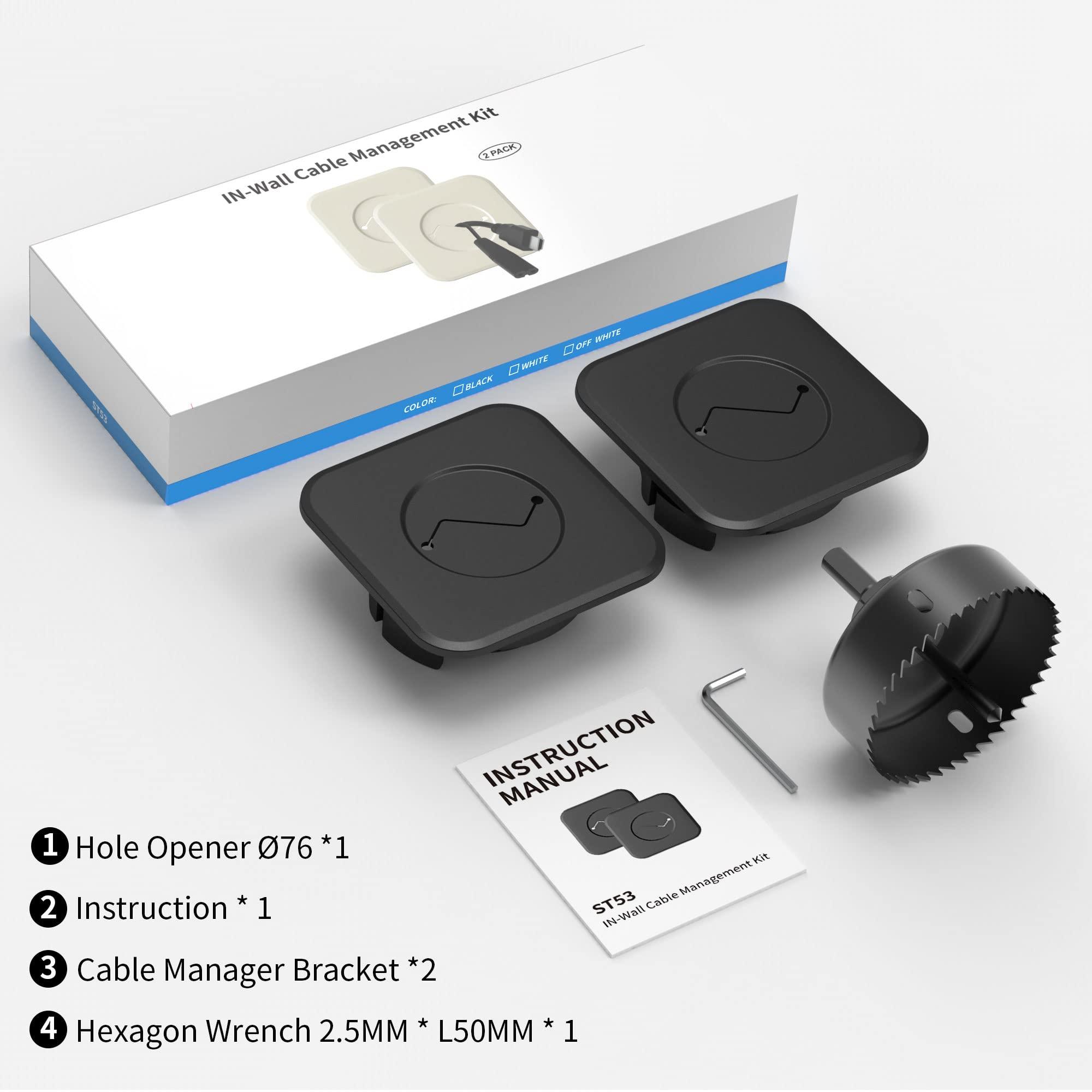 HomeMount HomeMount Wall Mount TV Wire Hider Kit - Cable Management Kit Hides TV Wires Behind The Wall (Black)