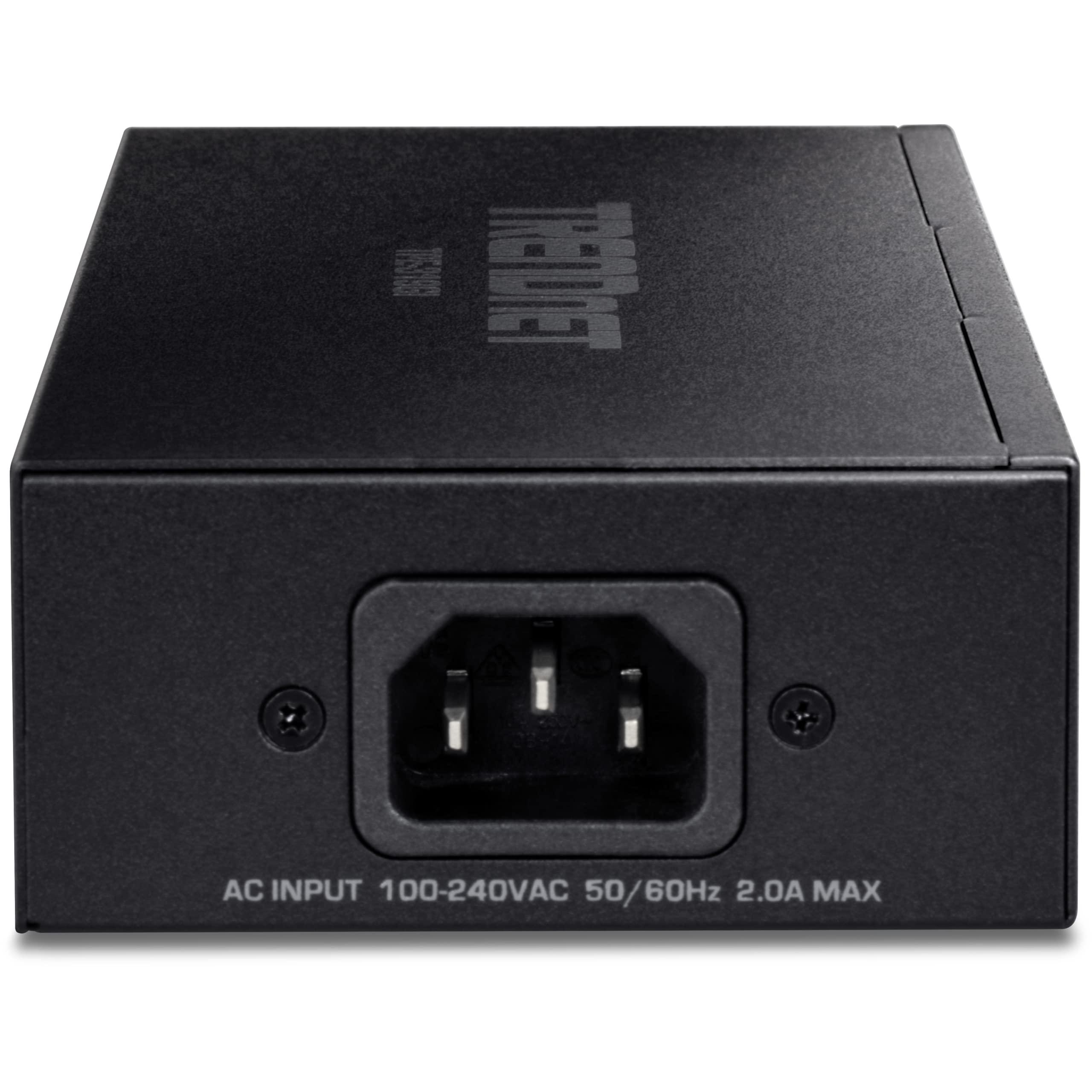 TRENDnet TRENDnet 10G PoE++ Injector, Supplies PoE (15.4W), PoE+ (30W), or PoE++ (90W), Converts a Non-PoE Port to A PoE ++ 10G Port, Metal Housing, Black, TPE-319GI