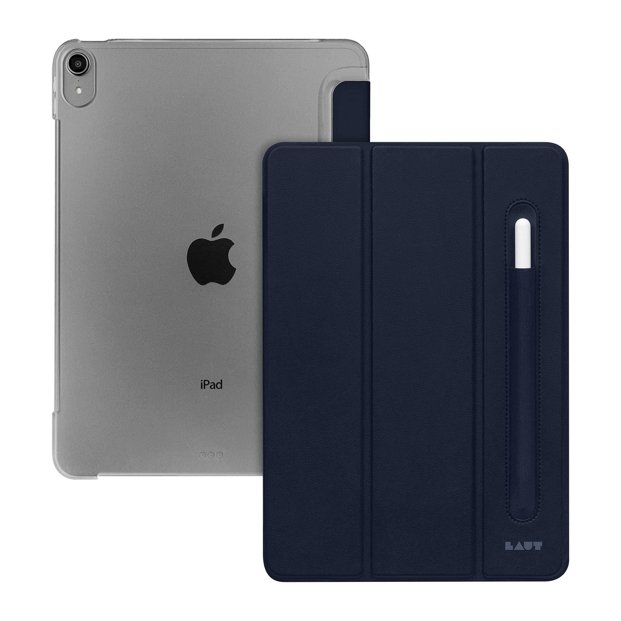 LAUT LAUT - HUEX Folio case Compatible with iPad Air 10.9-inch (2020) | Built-in Apple Pencil Holder | Crystal Clear Hard Back Casing | Slim & Ultra-Lightweight Navy