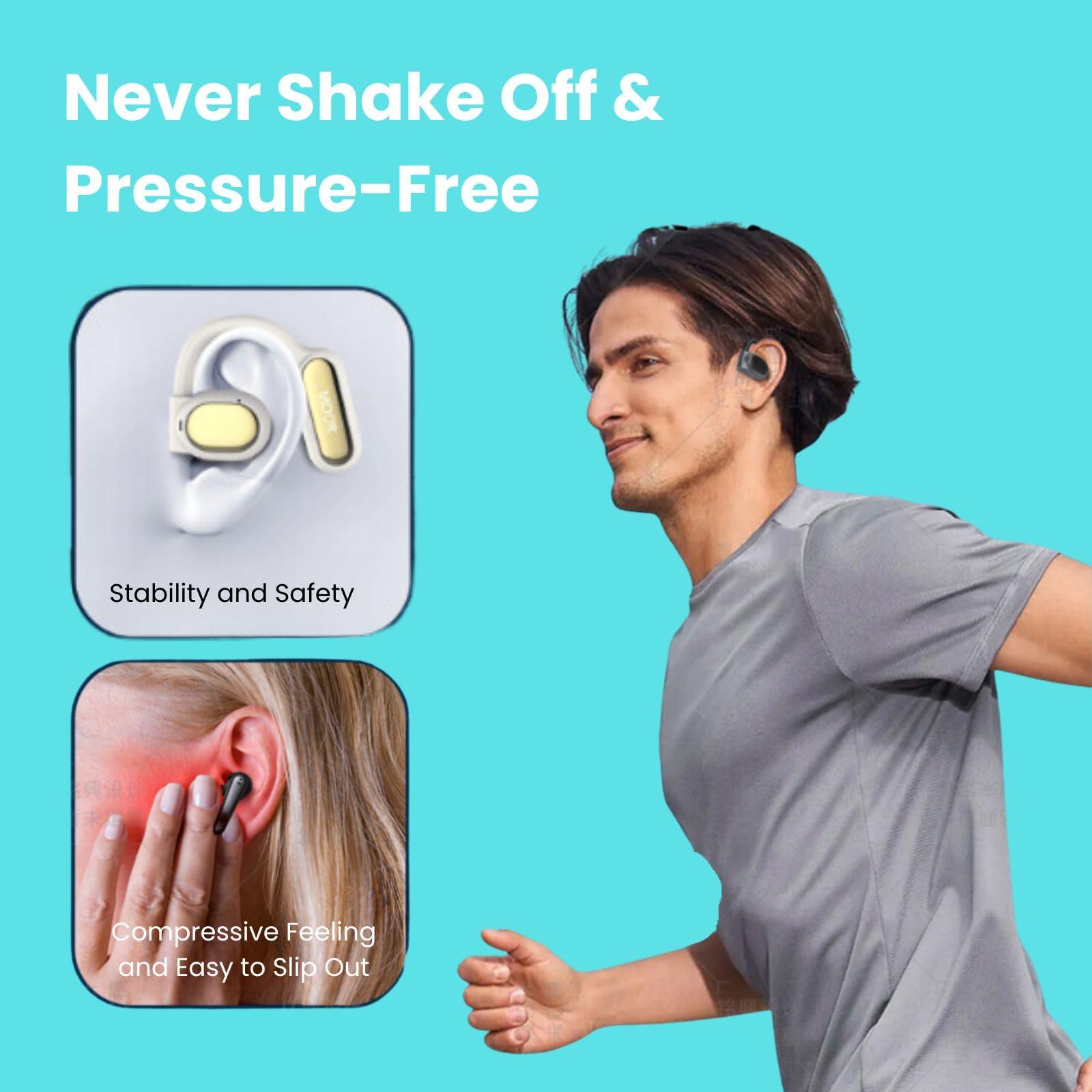 MOOR MOOR Beige OpenWave Open Ear Headphones Bluetooth 5.3 Wireless Earbuds, 40H Playtime ENC Noise Cancelling Earbuds with 16.2mm Dynamic Drivers for Premium Stereo Sound IPX4 Waterproof Earbuds