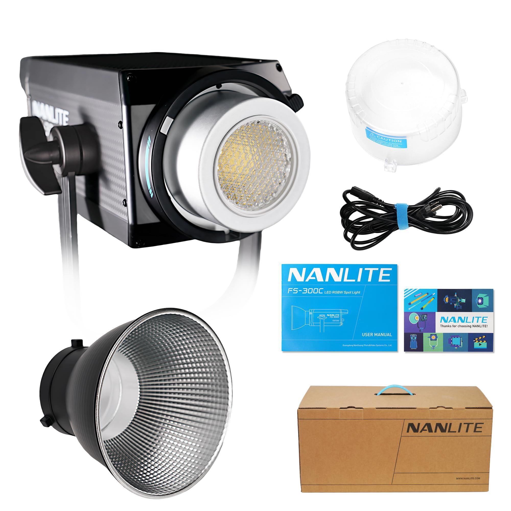 NANLITE NANLITE FS-300C 300w RGB Studio Spotlight, 2700K-7500K, APP Control,Led Video Light Bowens Mount for Photography, Videography,Live Streamer,Content Creation