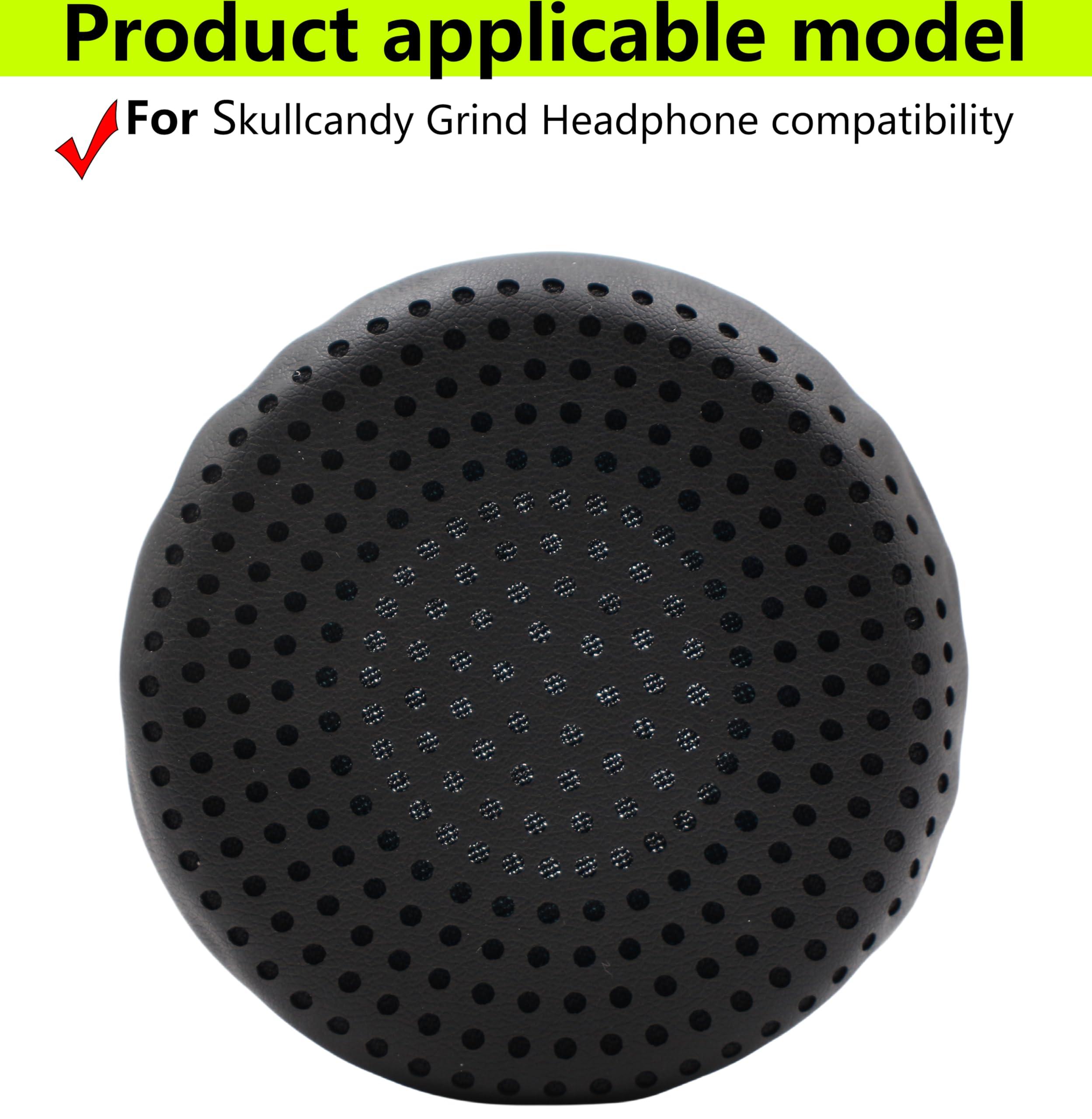 AIKKAUK Grind Ear Pads Replacement Repair Accessories Porous Leather-Faced Ear Pads Compatible with Skullcandy Grind Wireless Earphones (Black)