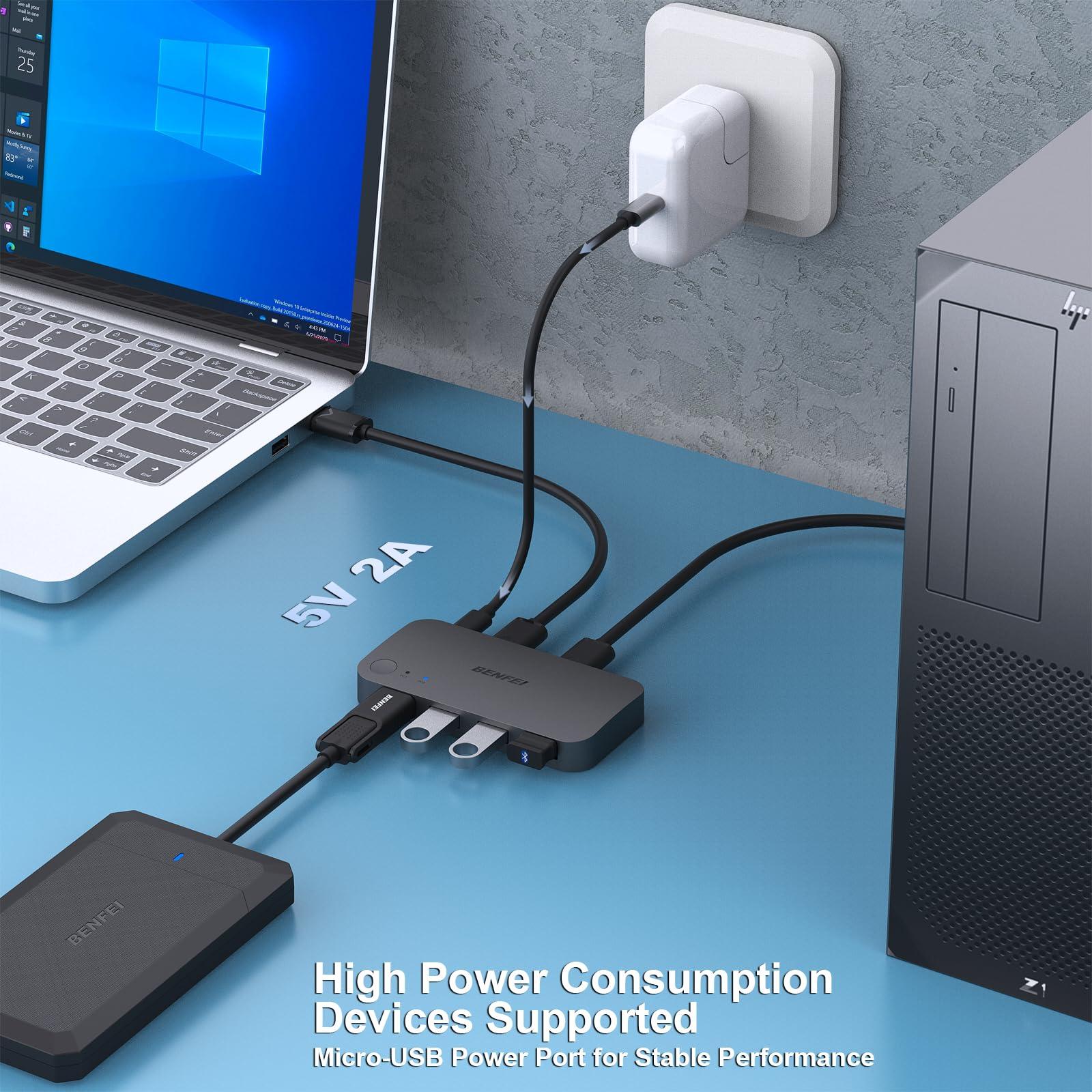 BENFEI USB 3.0 Switch, USB Switch 2 Computers Share 4 USB for PC, Mouse, Keyboard, Printer, Scanner, USB KVM Switch Selector Compatible with Windows, Mac, Linux