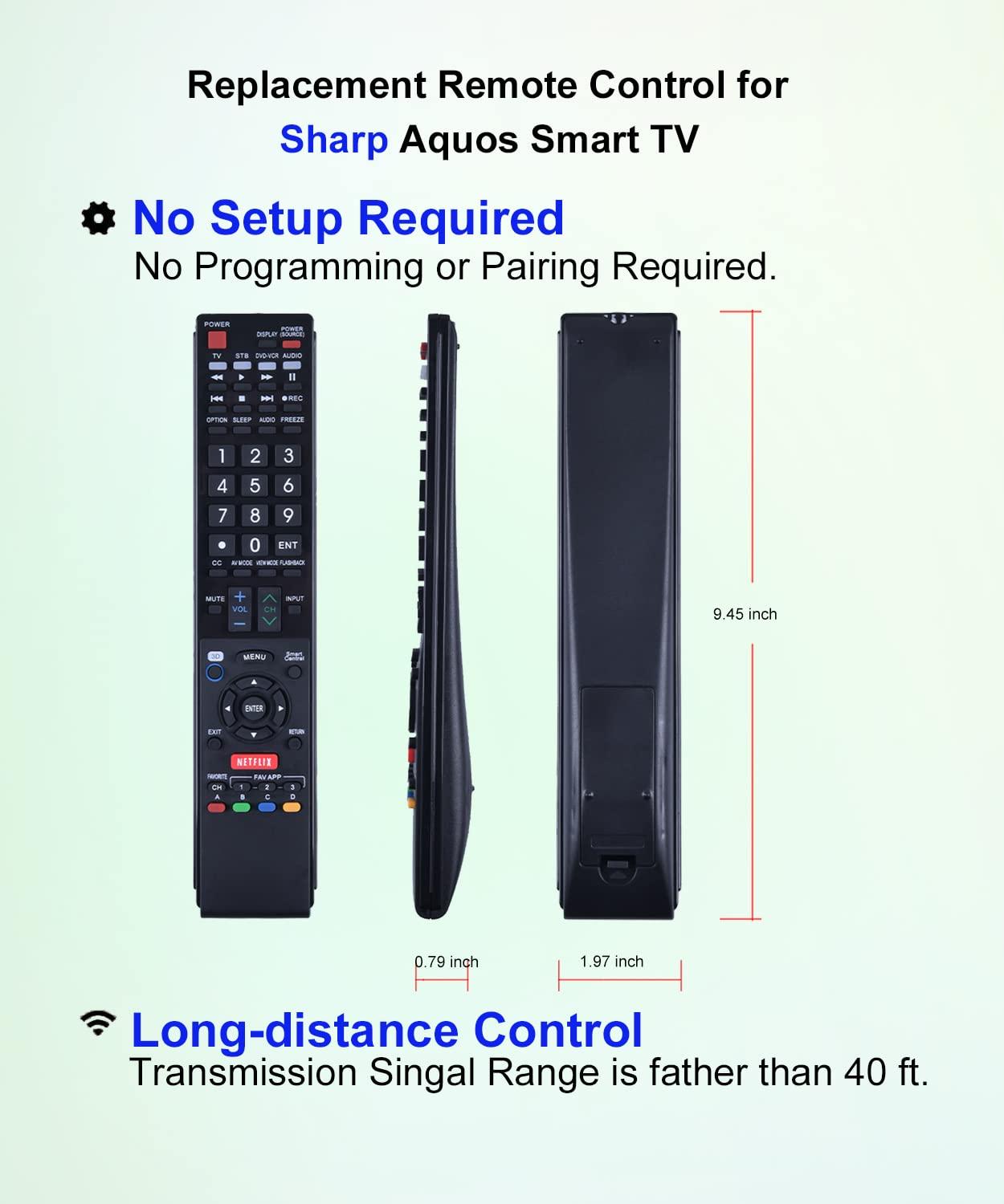 JISOWA JISOWA Replacement Remote Control Universal for Sharp LCD LED Aquos 3D 4K Ultra Smart HD TV RRMC GB005WJSA GB105WJSA GA935WJSA GA890WJSA LC-60LE650U LC-60LE832U LC-70LE632U LC-80LE650U LC-80LE844U