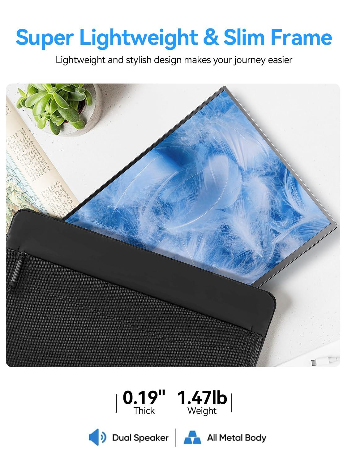 UPERFECT UPERFECT 16 Portable Gaming Monitor | 120HZ, HDR | 400Nits |1080P IPS | Ultra-Slim & Lightweight | Aluminum Alloy | Smart Cover & VESA | Travel External Second Screen for Laptop, PC, Game Console