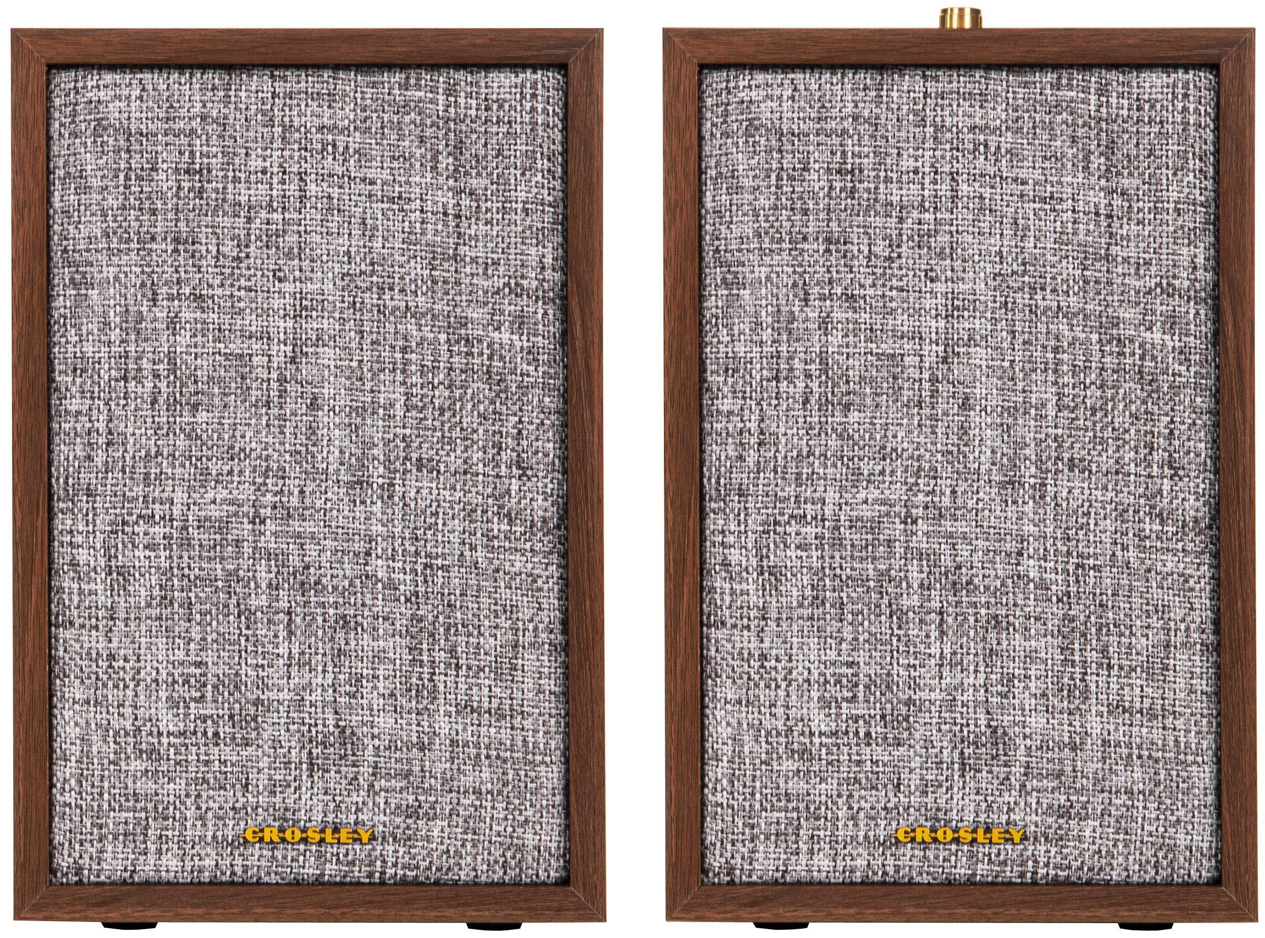 Crosley Crosley S200A-WA 4" Active Powered Bluetooth Stereo Speakers with Optical, USB, and Aux Connections, Walnut