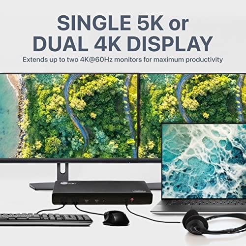 SIIG SIIG USB Type C Dual 4K Docking Station with 60W PD - Dual 4K@60Hz or Single 5K@60Hz Monitor Laptop Dock - DisplayLink - 2 HDMI 2 DisplayPort, 4 USB 3.0 Ports, 2 Type C Ports, Gigabit Ethernet Port