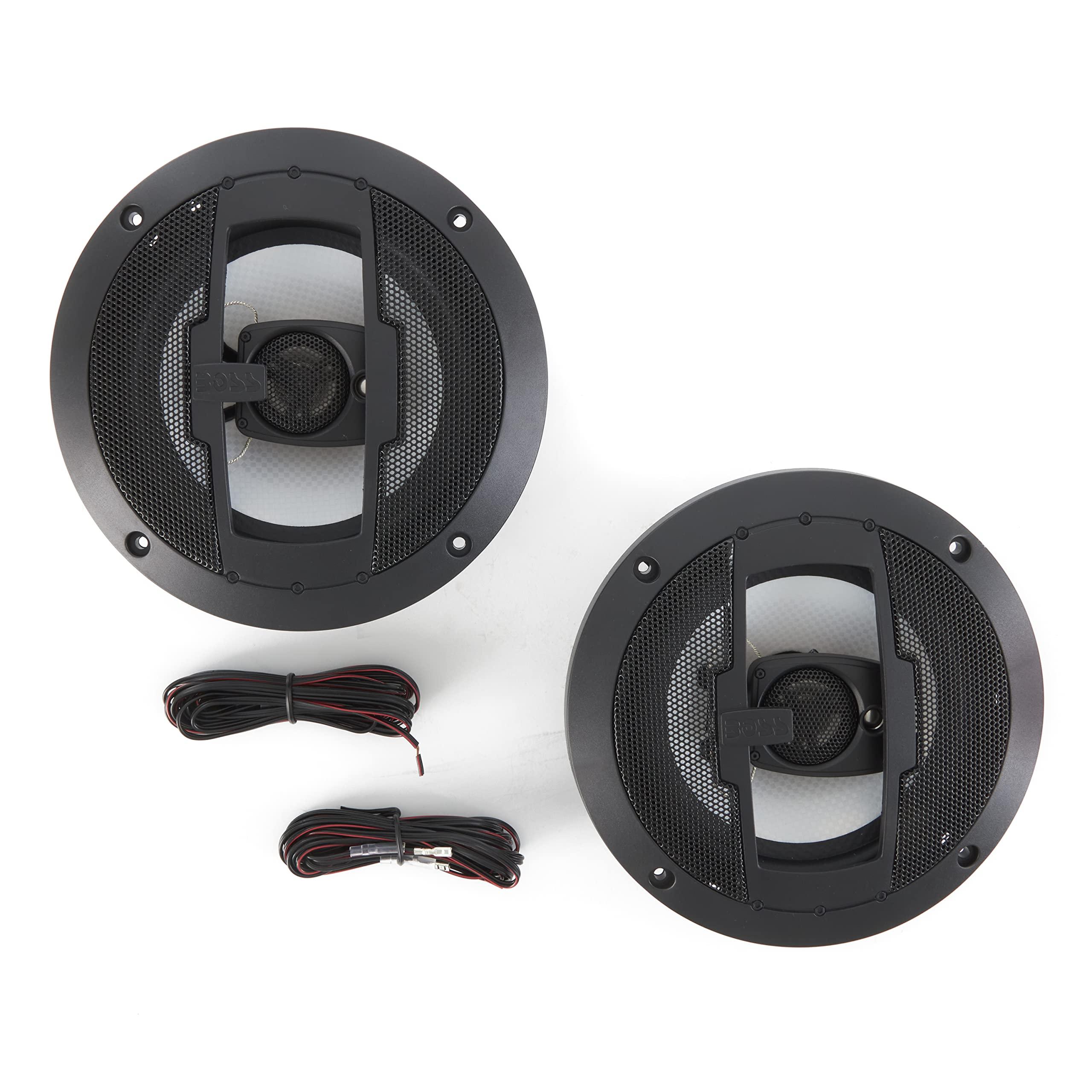 BOSS Audio Systems Boss Audio R63 Riot 6.5-Inch 600W 3 Way Car Audio Coaxial Speakers Stereo 4 Ohms with Car Mount, Poly Injection Woofer Cone & Rubber Surround (4 Pack)