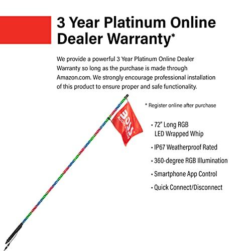 BOSS Audio Systems BOSS Audio Systems XP6 ATV Chasing LED Whip - 72-inch, 360-degree RGB Illumination, Control App, IP67 Weatherproof Rated, Easy Installation