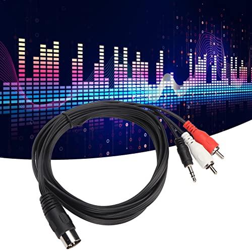 Septpenta DIN to 3.5mm 2 RCA Cable, DIN 8 Pin Plug, 5.9Ft Length Male to Male Big DIN Sound Adapter Cord, Flexible, Bendable for Audio Equipment, Players, Amplifiers, Receivers, Subwoofers