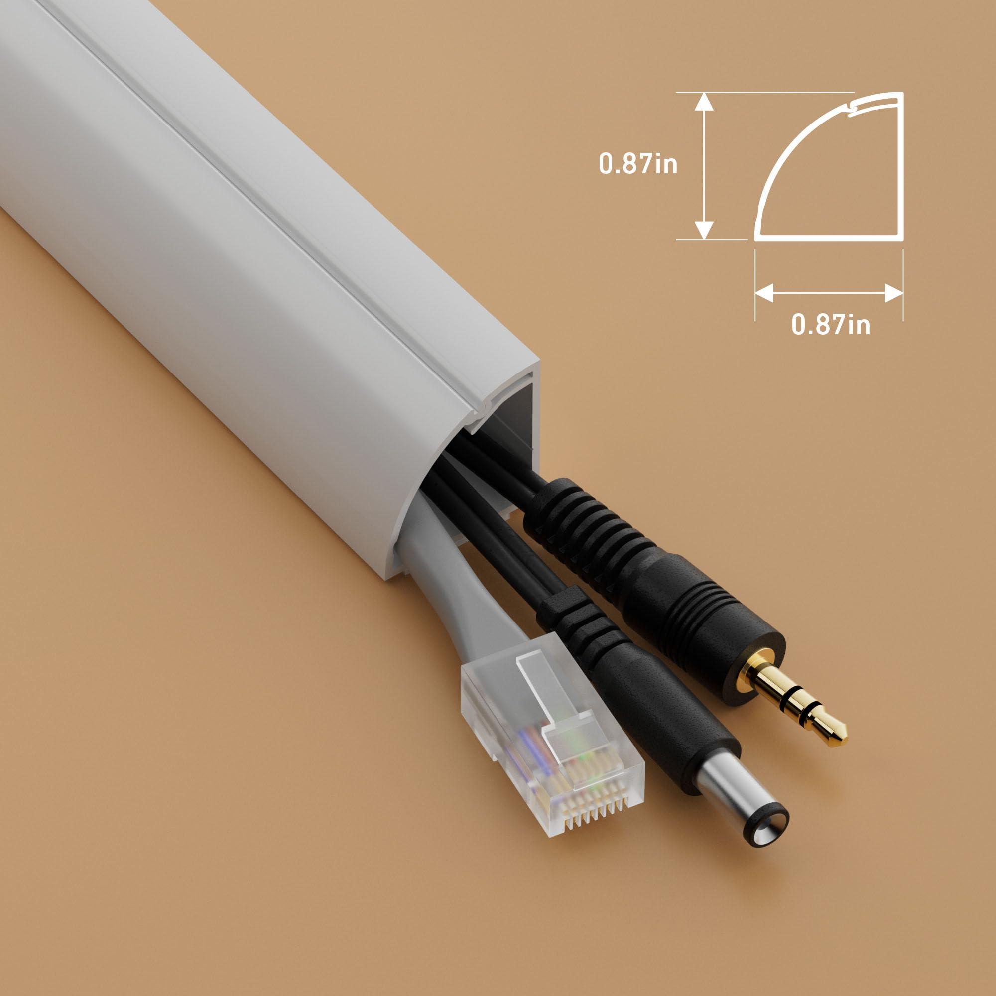 D-Line D-Line 39\" White Quarter Round Cable Raceway, Corner Cord Cover, Self-Adhesive Floor Molding with Wire Channel, Baseboard Cable Hider - 0.87\" (W) x 0.87\" (H) x 39-inch Length - White