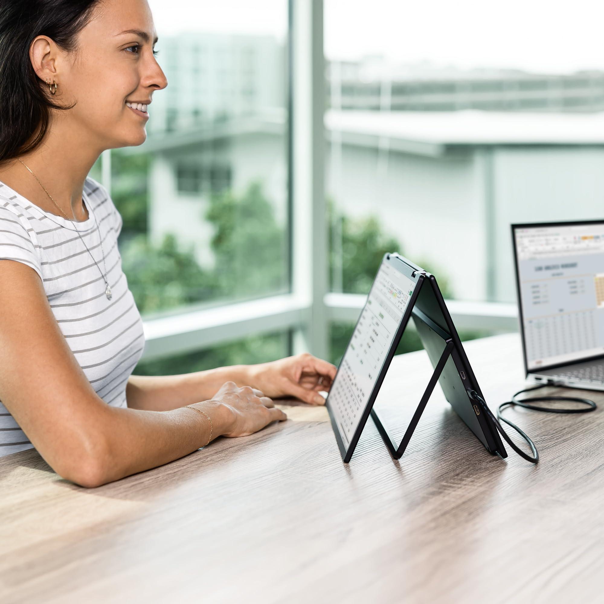 SideTrak SideTrak Solo Book 15.6" Foldable Dual Screen Portable Monitor with Protective Sleeve | Stacked FHD Laptop Screen Extender, 360 Rotation, USB-C & HDMI, Mac, PC, Chromebook Compatible