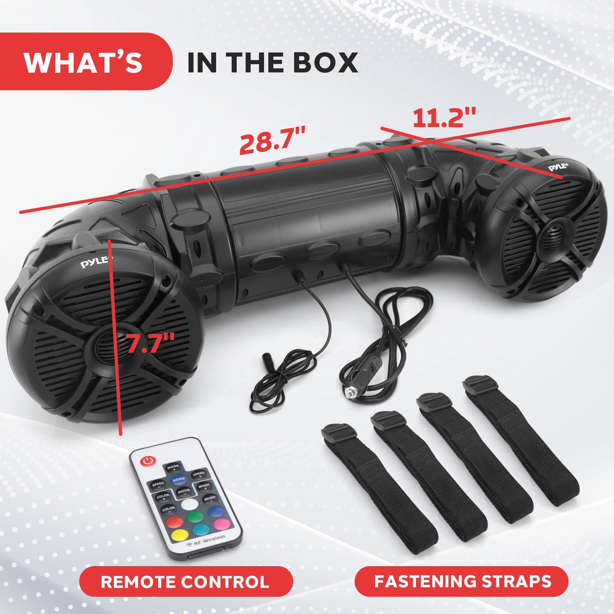 Pyle Pyle Marine ATV Powered Speakers - 4.0 Wireless Bluetooth, 800 Watt, Color Changing LED Lights, IP44 Waterproof, 6.5 Dual Audio Sound System for UTV, Golf Carts, Jetski and Snowmobile - PLATV65BT.5