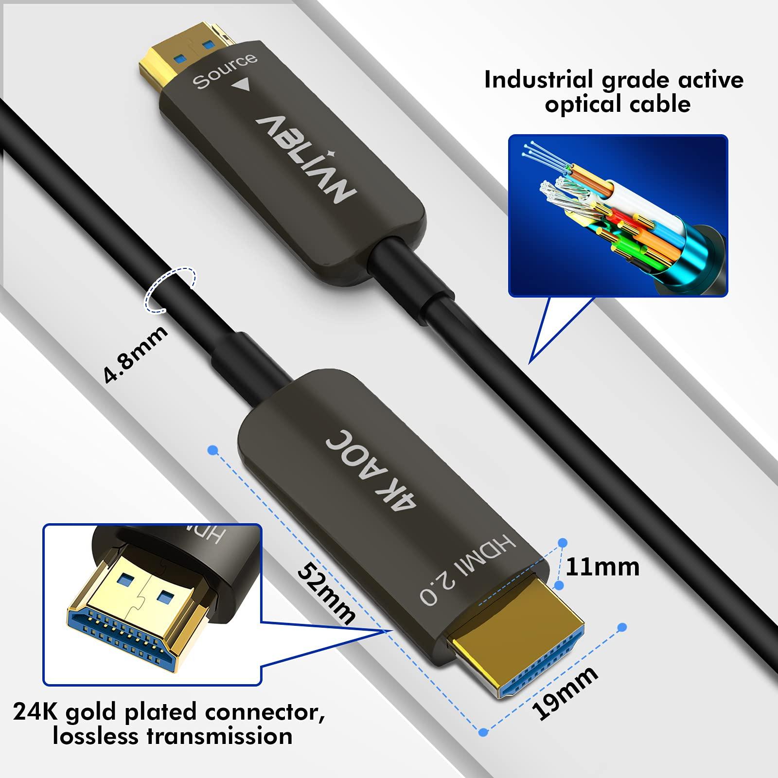 Ablian 4K Long HDMI Cable 25ft,HDMI to HDMI 2.0 Cable with 18gbps High Speed,Support 4K@60Hz Dynamic HDR 10 eARC,CL3 Rated for in-Wall Installation,Compatible for Ps4,Xbox,Apple Tv, Projector,Roku
