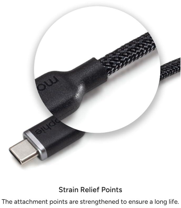 Mophie mophie Charge Stream USB-A to Lightning 2m/6ft Silicone Cable - Long-Lasting Braided Cord with Enduraflex, Fast Charge Compatible & 12W Power Delivery
