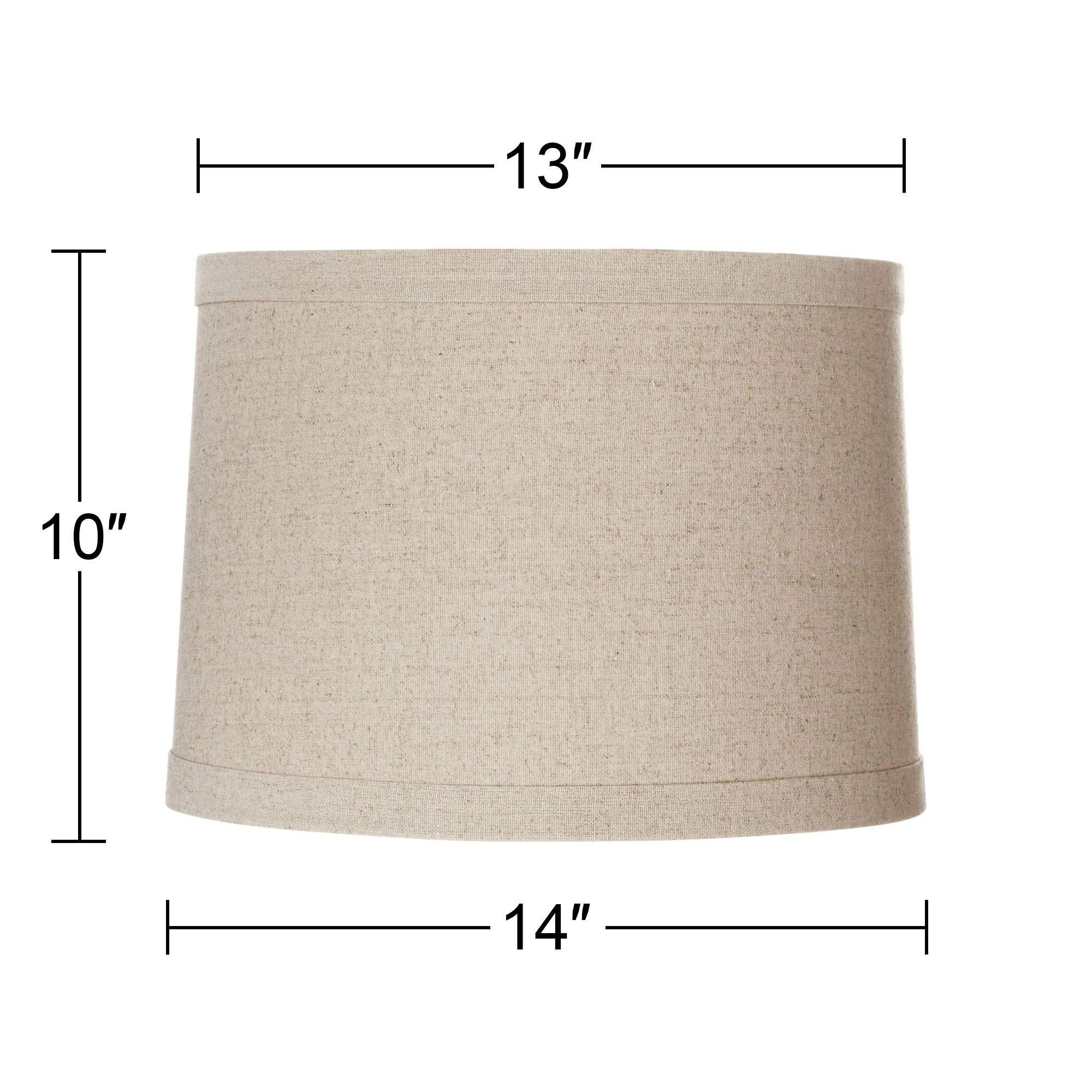Springcrest Natural Linen Medium Drum Lamp Shade 13" Top x 14" Bottom x 10" High (Spider) Replacement with Harp and Finial - Springcrest